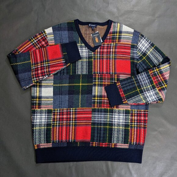 $150 Daniel Cremieux Men’s Sweater Size 2XL V-neck Tartan Plaids